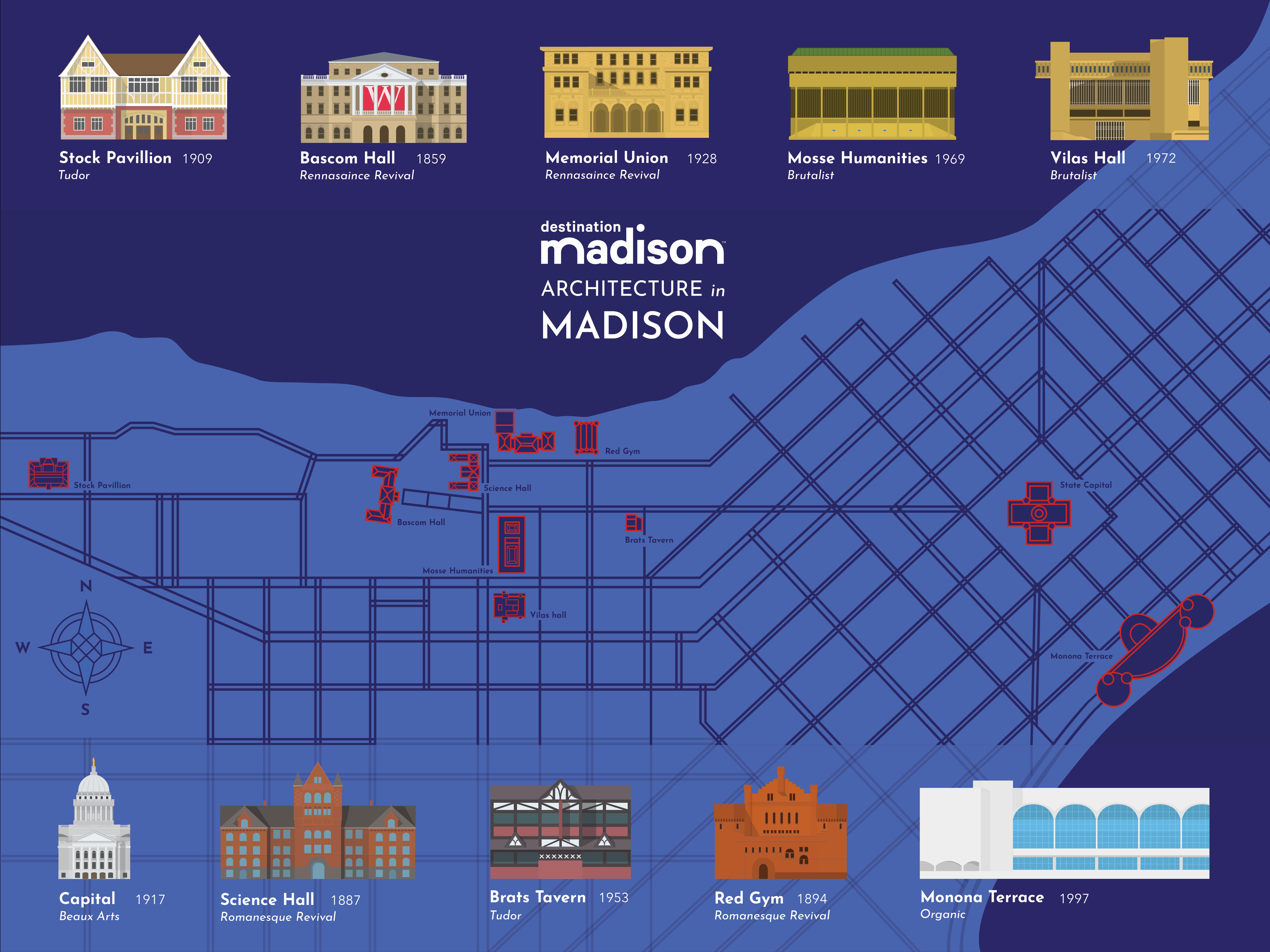 Architecture in Madison — Map